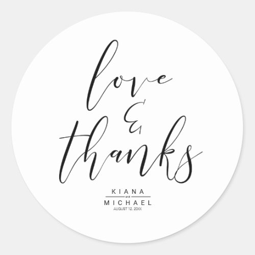 Simply Minimalist Wedding Thanks Black ID523 Classic Round Sticker