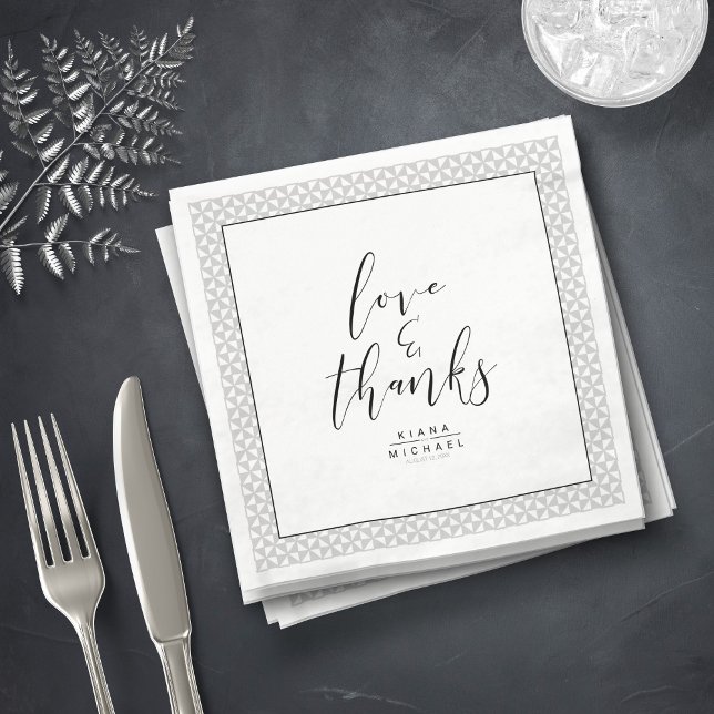 Simply Minimalist Wedding Thanks Black ID523 Napkins (Creator Uploaded)