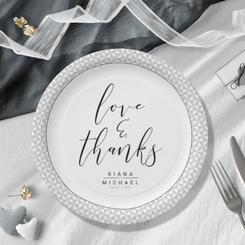 Simply Minimalist Wedding Thanks Black ID523 Paper Plates