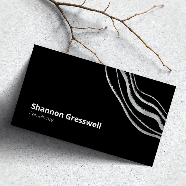 Simply Modern Black with Silver Accent Business Card (Creator Uploaded)