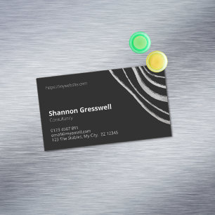 Simply Modern Black with Silver Accent Business Card Magnet