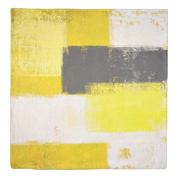 'simply Modern' Grey And Yellow Abstract Art Duvet Cover by T30Gallery at Zazzle