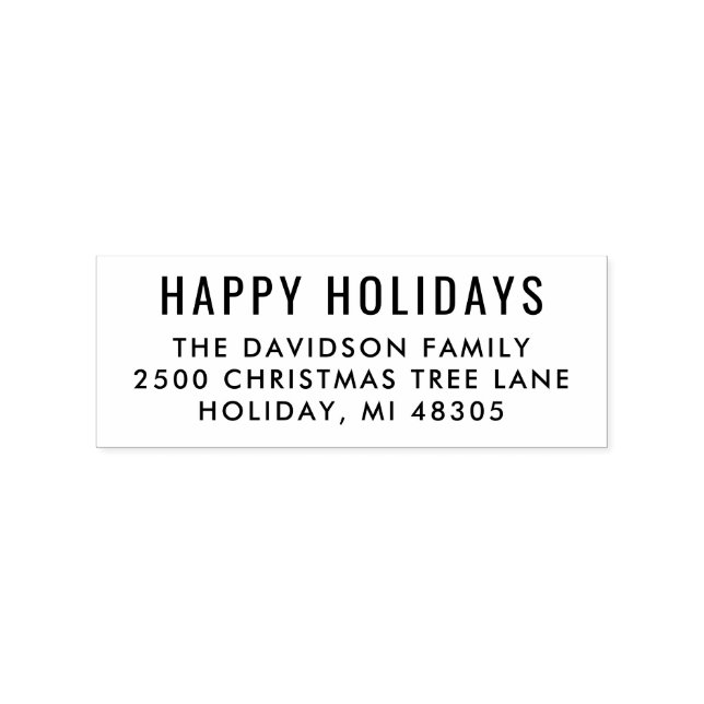 Simply Modern Happy Holidays Return Address Rubber Stamp (Imprint)
