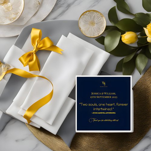 Simply modern Navy Blue and Gold Wedding Napkins