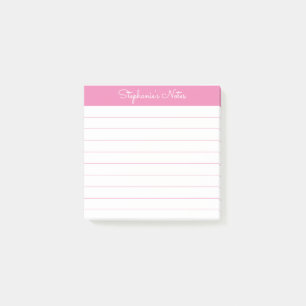 Simply Modern Pink Personalized Lined Post-it Notes