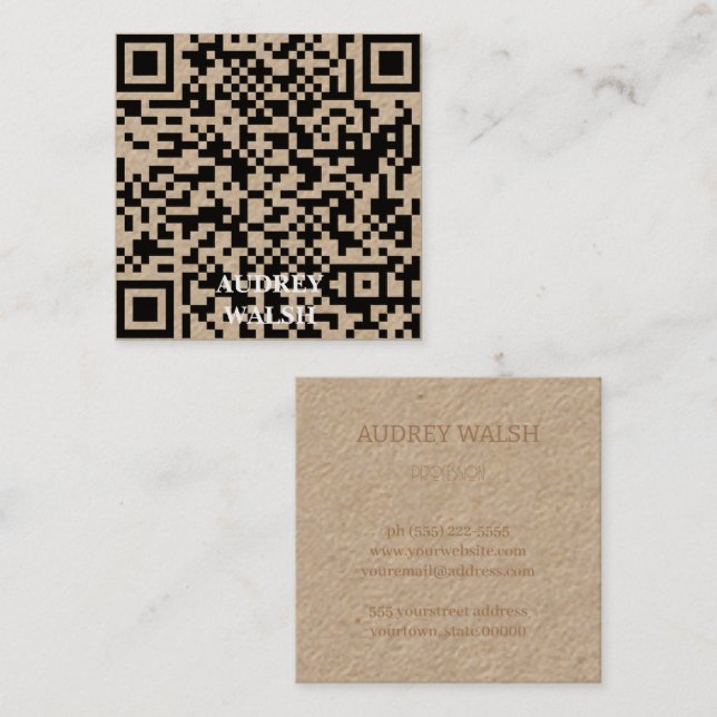 Simply modern Quar code square busines square bus Square Business Card (Front/Back)