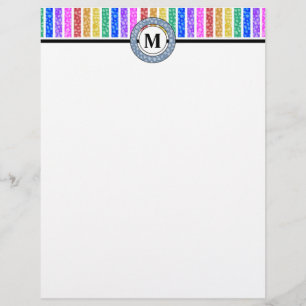 Simply Modern Rainbow Colored Stripe Monogram Letterhead