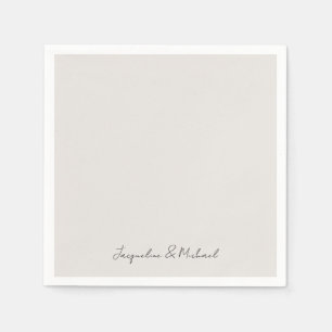 Simply Modern Script Cream Wedding Cocktail Napkins