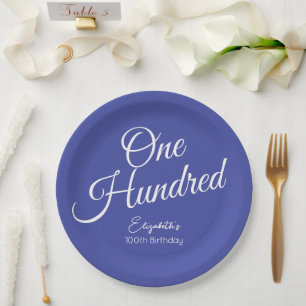 Simply Modern Script Lavender 100th Birthday Paper Plates