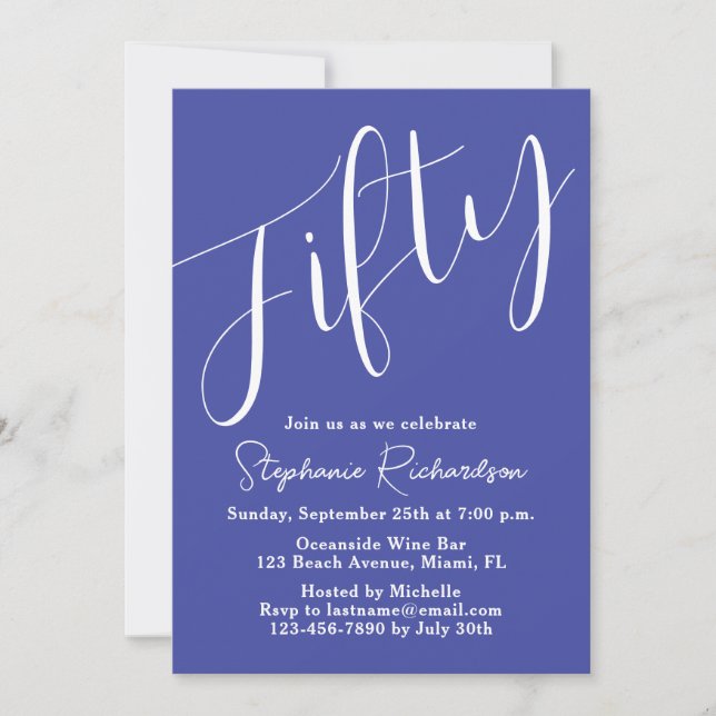 Simply Modern Script Lavender 50th Birthday Invitation (Front)