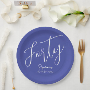 Simply Modern Script Lavender Purple 40th Birthday Paper Plates
