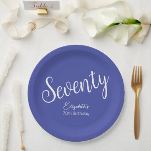 Simply Modern Script Lavender Purple 70th Birthday Paper Plates