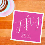 Simply Modern Script Pink 50th Birthday Napkins<br><div class="desc">Simply Modern Script Pink 50th Birthday Special unique elegant Pink birthday Napkins specially designed for your friends who are turning the wonderful milestone of 50! These personalized Napkins add the perfect touch to your birthday party table settings. Plan your party with more of our birthday party supplies from our store!...</div>
