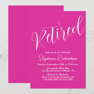 Simply Modern Script Pink Retirement Party Invitation