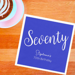 Simply Modern Script Royal Blue 70th Birthday Napkins