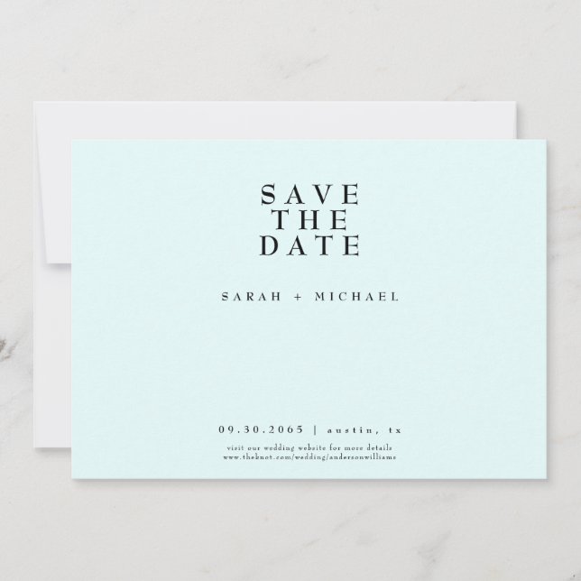 Simply Modern Text Only Wedding Ice Blue Save The Date (Front)