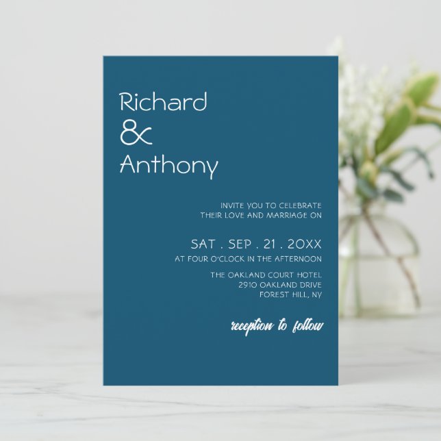 Simply Modern, Trendy Wedding Invitation (Standing Front)