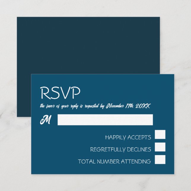 Simply Modern, Trendy Wedding RSVP Card (Front/Back)