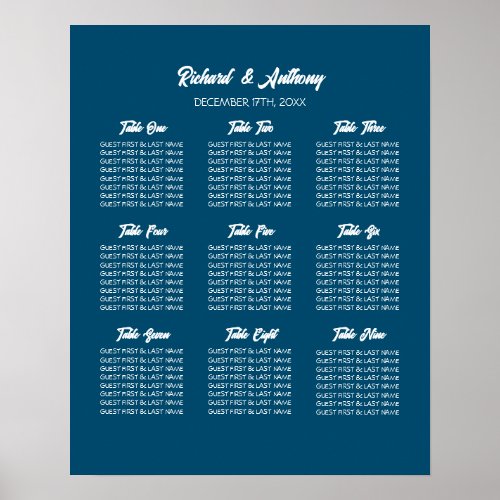 Simply Modern Trendy Wedding Seating Chart