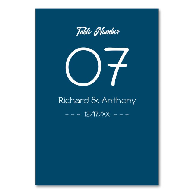 Simply Modern, Trendy Wedding Table Number (Front)