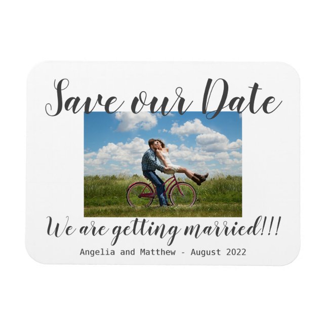 Simply Modern We Are Getting Married Photo  Save T Magnet (Horizontal)
