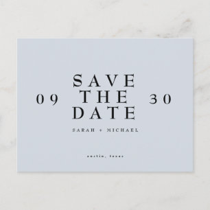 Simply Modern Wedding Dusty Blue Save The Date Postcard