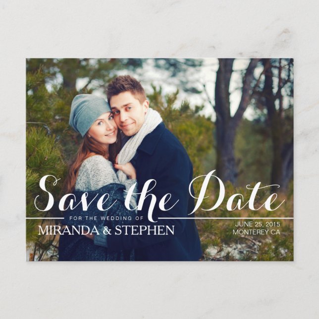 Simply Modern Wedding Save the Date Photo Postcard (Front)