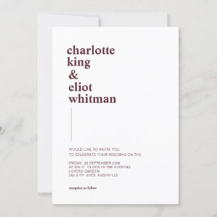 Simply modern white, eggplant invitation