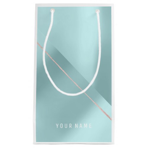 Simply Name White Rose Stripes Name Aqua Small Gift Bag