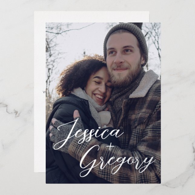 Simply Names Save The Date Foil Invitation (Front/Back)