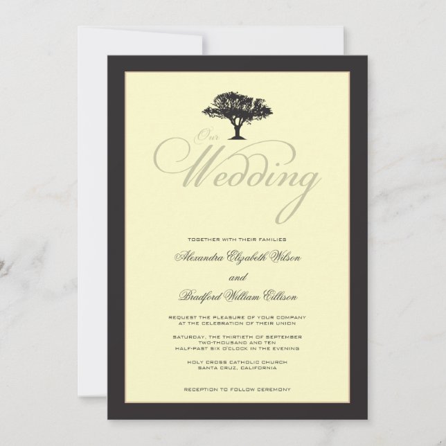 Simply Nature Black Tree Formal Wedding Invitation (Front)