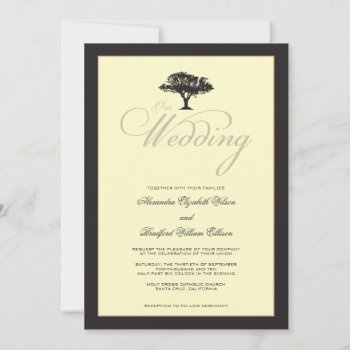Simply Nature Black Tree Formal Wedding Invitation by TheWeddingShoppe at Zazzle
