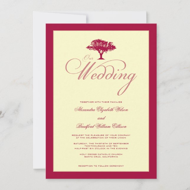 Simply Nature Red Tree Formal Wedding Invitation (Front)