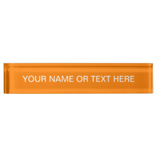 Simply Orange Solid Color Name Plate