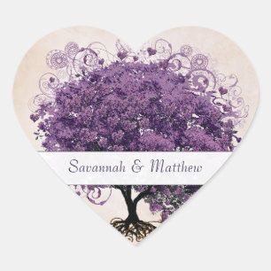 Simply Peachy Heart Leaf Tree Wedding Seal