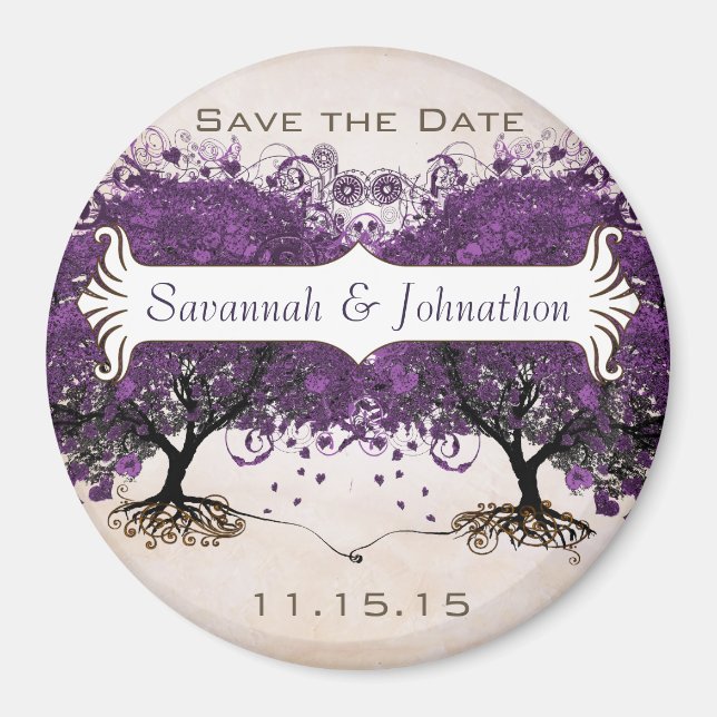 Simply Peachy Heart Tree Save the Date Magnets (Front)