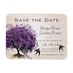 Simply Peachy Heart Tree Wedding Save the Date Magnet