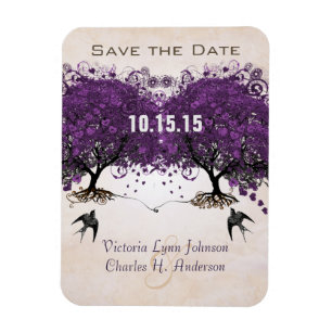 Simply Peachy Heart Tree Wedding Save the Date Magnet