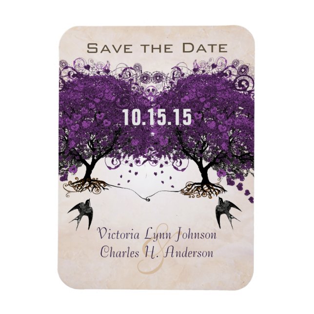 Simply Peachy Heart Tree  Wedding Save the Date Magnet (Vertical)