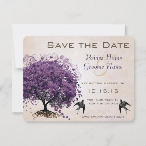 Simply Peachy Purple Heart Leaf Tree Save the Date