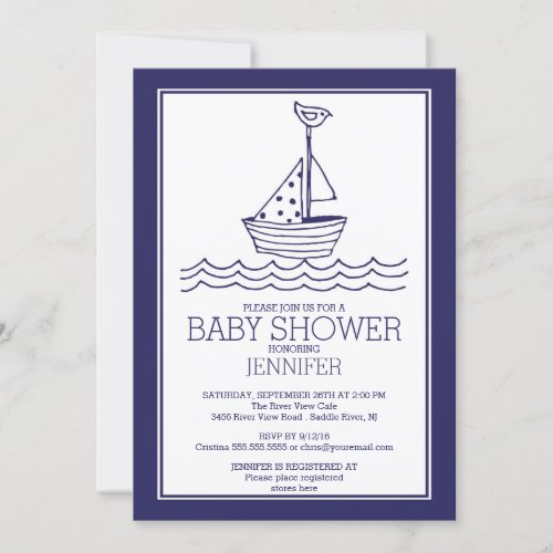 Simply Perfect Nautical Sailboat Baby Shower Invitation