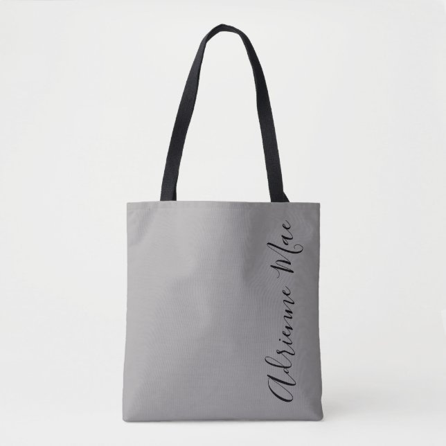 Simply Personalized Gray + Black Tote Bag (Front)