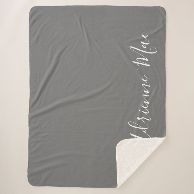 Simply Personalized Pewter Gray Sherpa Blanket (Front)