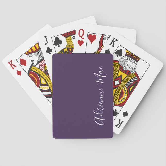 Simply Personalized Purple Poker Cards (Back)