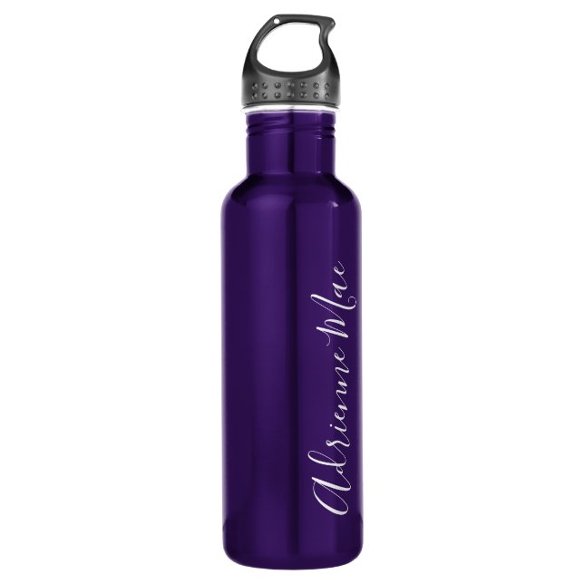 Simply Personalized Purple Stainless Steel Water Bottle (Front)