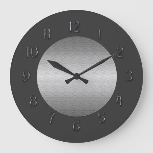 Simply PewterFaux Metal Numerals Large Clock