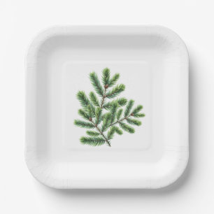 Simply Pine Greenery  Paper Plates