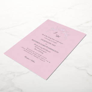 Simply Pink Elegant Vintage Silver Foil Invitation