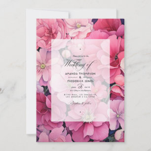 Simply Pink Floral Spring Wedding Invitation