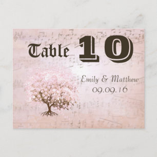 Simply Pink Heart Leaf Tree Table Number